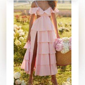 Elegant Pink Tiered Dress